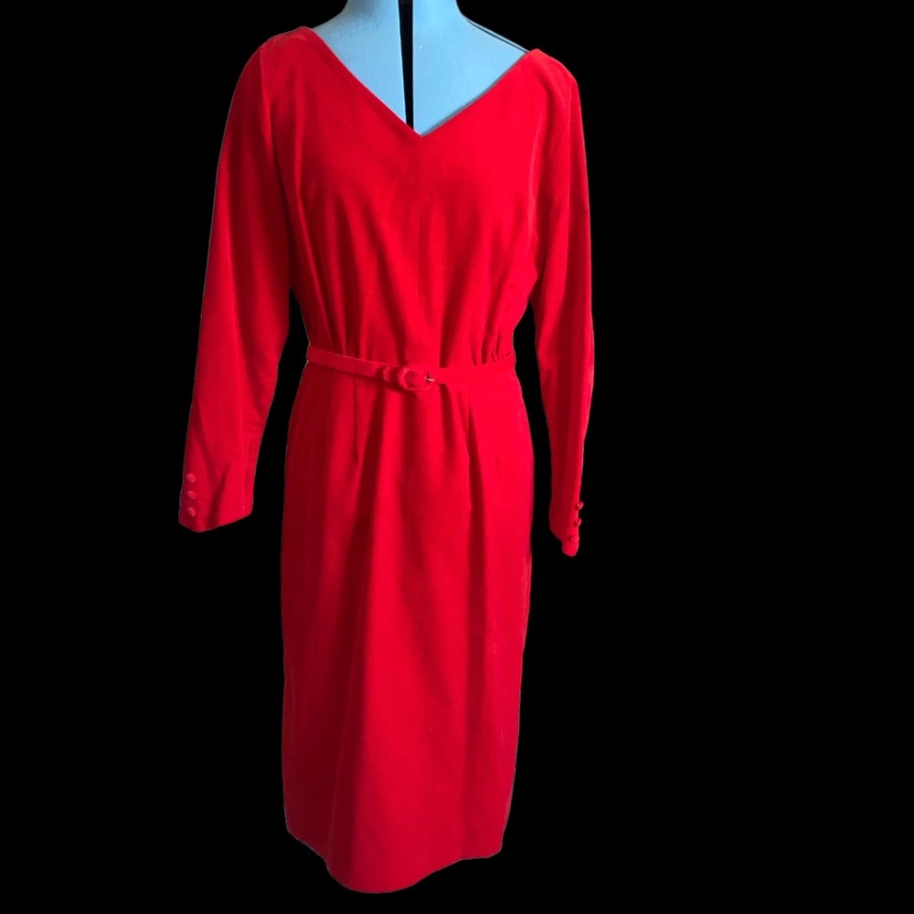Vintage 1960’s Red Velvet Wiggle Cocktail Dress Size 6
